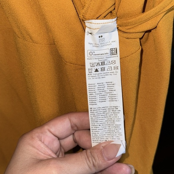 NWT- EVEN & ODD- front wrap mustard yellow short sleeve jumpsuit size Large - Picture 9 of 10